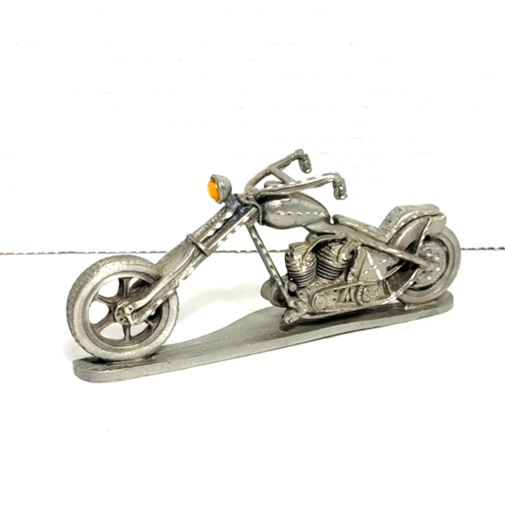 Chopper Motorcycle Vintage Pewter Figure By Spoontiques